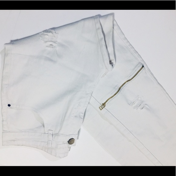 DANT BULUN Zipper Ripped Biker Jeans Skinny - Picture 5 of 8